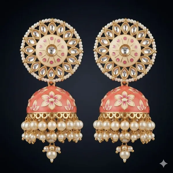 Peach_Premium_Alloy_Earrings_For_Women