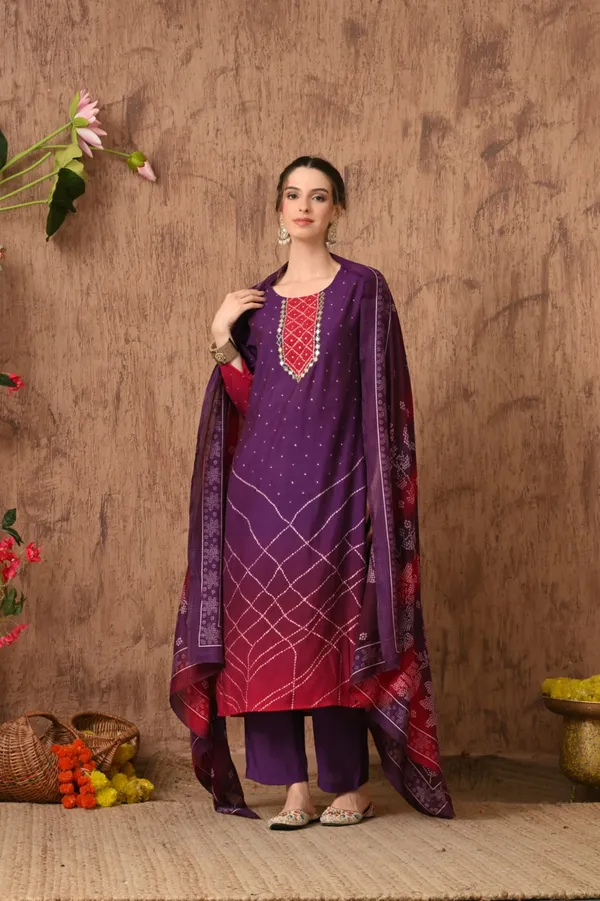 Rust_Cotton_Handwork_Kurta_Set_For_Women