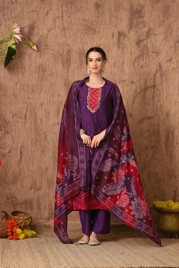 Rust_Cotton_Handwork_Kurta_Set_For_Women