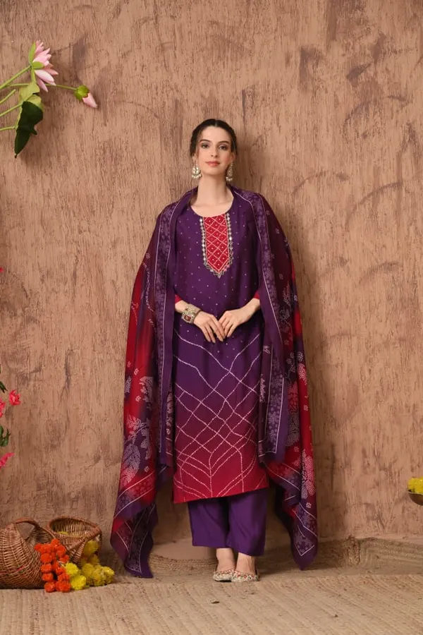 Rust_Cotton_Handwork_Kurta_Set_For_Women
