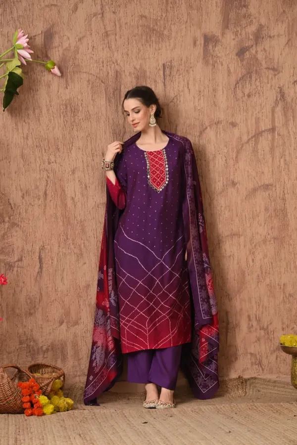 Rust_Cotton_Handwork_Kurta_Set_For_Women