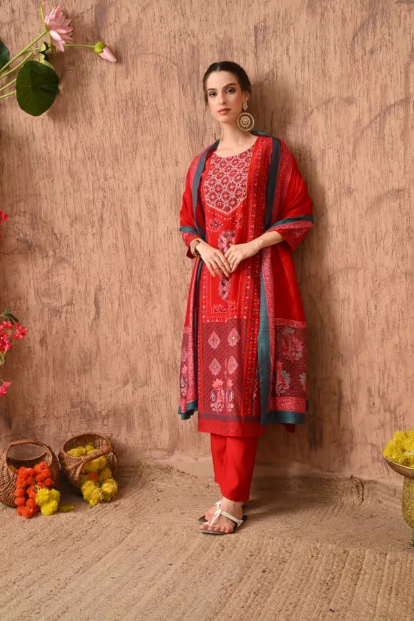 Rust_Cotton_Handwork_Kurta_Set_For_Women