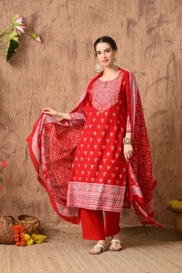 Pink_Cotton_Handwork_Kurta_Set_For_Women