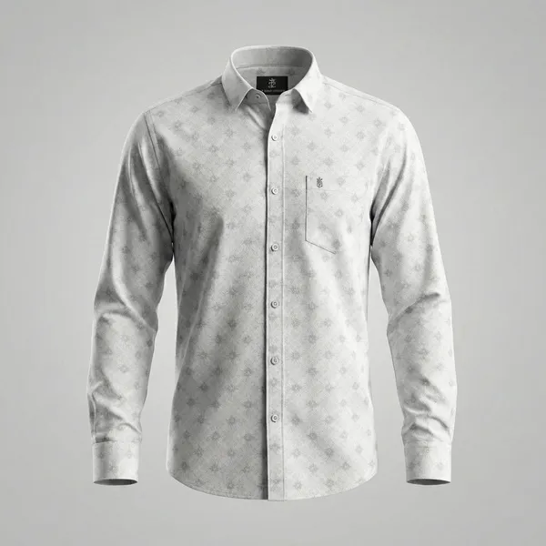 White_Pure_Cotton_Printed_Full_Sleeve_Formal_Shirt_For_Men