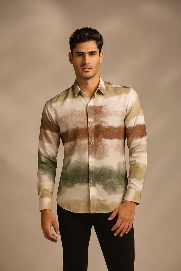 Multicolor_Pure_Cotton_Tie-Dye_Long_Sleeve_Shirt_For_Men