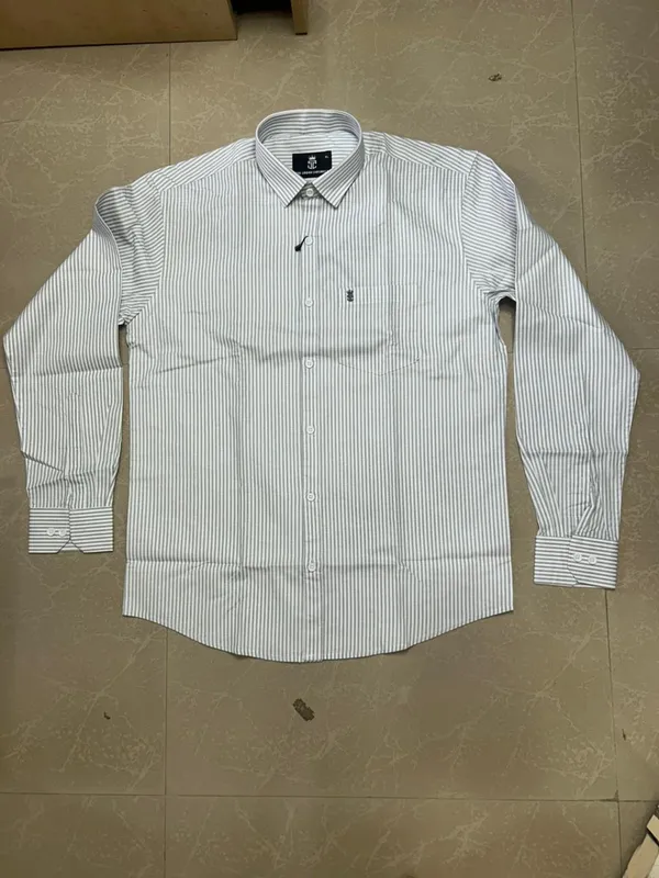 White_Pure_Cotton_Striped_Full_Sleeve_Formal_Shirt_For_Men