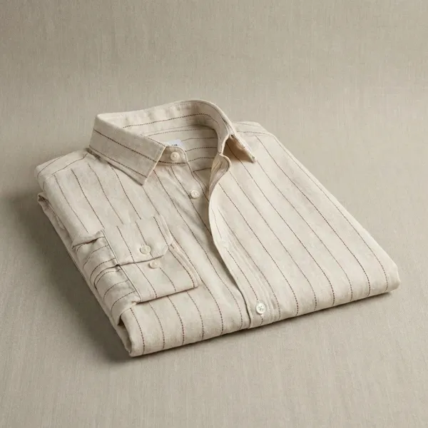 White_Pure_Cotton_Vertical_Striped_Casual_Full_Sleeves_Shirt_For_Men