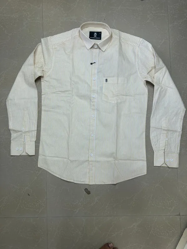 White_Pure_Cotton_Classic_Full_Sleeve_Formal_With_Vertical_Stripes_Shirt_For_Men