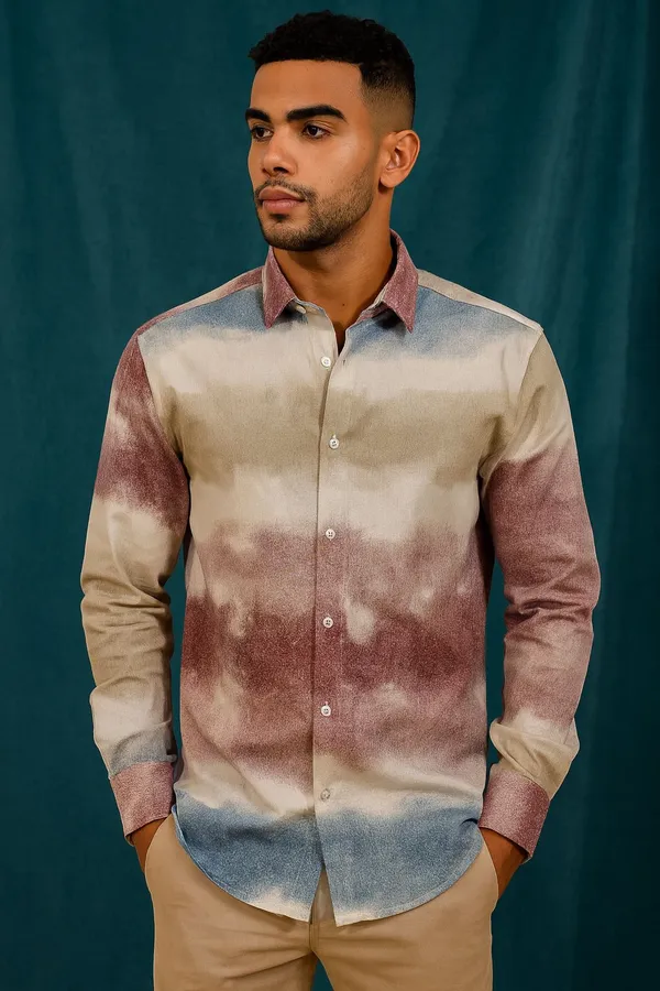 Multicolor_Pure_Cotton_Tie-Dye_Long_Sleeve_Casual_Gradient_Design_Shirt_For_Men