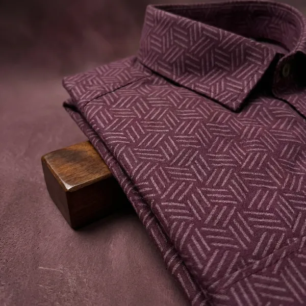 Maroon_Pure_Cotton_Geometric_Printed_Full_Sleeve_Formal_Shirt_For_Men