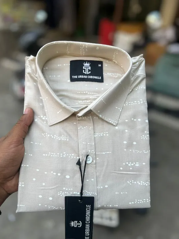 Light_Brown_Pure_Cotton_Formal_With_Subtle_Dotted__Shirt_For_Men
