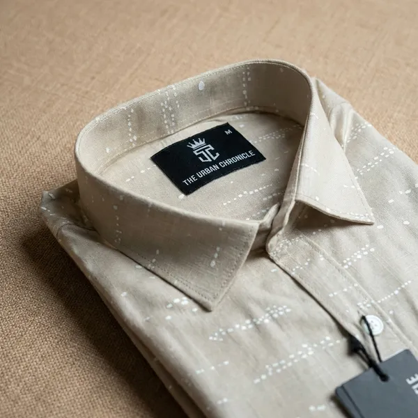 Light_Brown_Pure_Cotton_Formal_With_Subtle_Dotted__Shirt_For_Men
