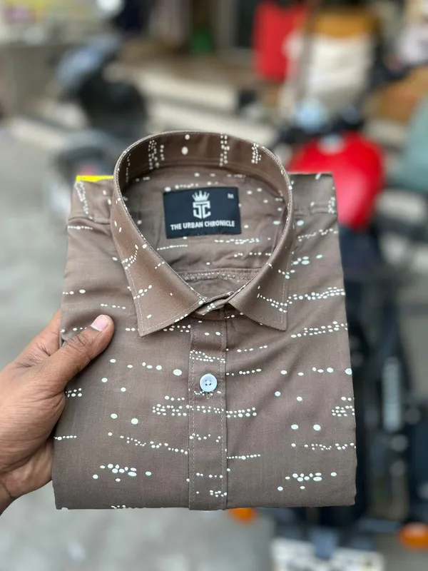 Brown_Pure_Cotton_Dotted_Full_Sleeve_Formal_Shirt_For_Men