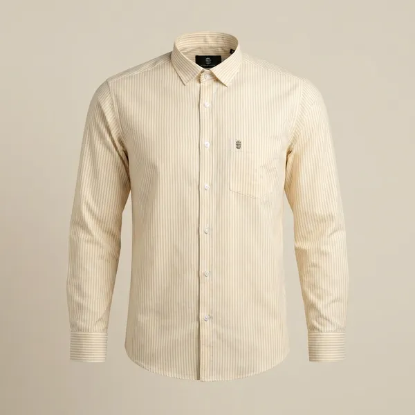 White_Pure_Cotton_Classic_Full_Sleeve_Formal_With_Vertical_Stripes_Shirt_For_Men