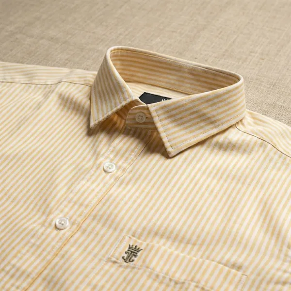White_Pure_Cotton_Classic_Full_Sleeve_Formal_With_Vertical_Stripes_Shirt_For_Men