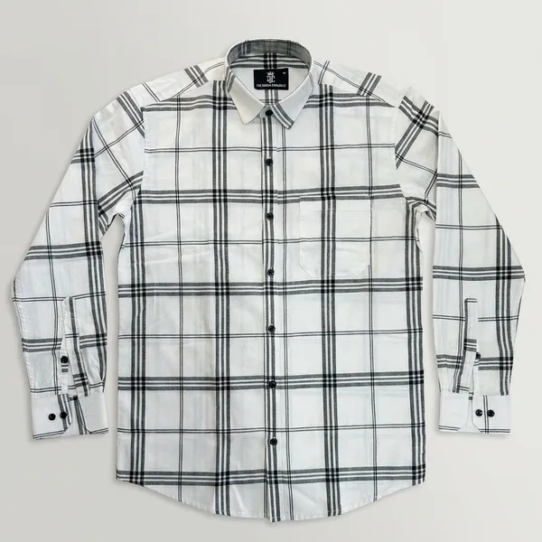 White_Pure_Cotton_Checkered_Full_Sleeve_Casual_Shirt_For_Men