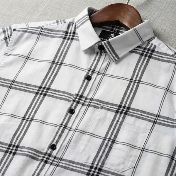 White_Pure_Cotton_Checkered_Full_Sleeve_Casual_Shirt_For_Men