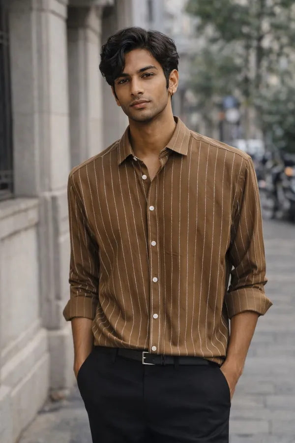 Brown_Pure_Cotton_Striped_Formal_Casual_With_Full_Sleeves_Shirt_For_Men