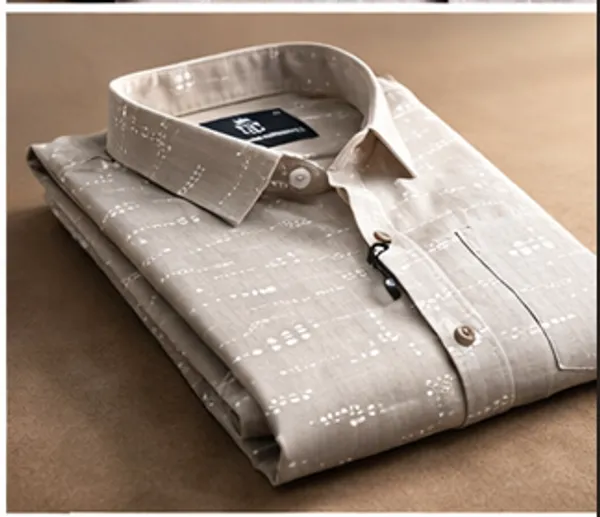 Light_Brown_Pure_Cotton_Formal_With_Subtle_Dotted__Shirt_For_Men