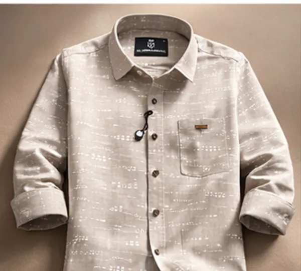 Light_Brown_Pure_Cotton_Formal_With_Subtle_Dotted__Shirt_For_Men