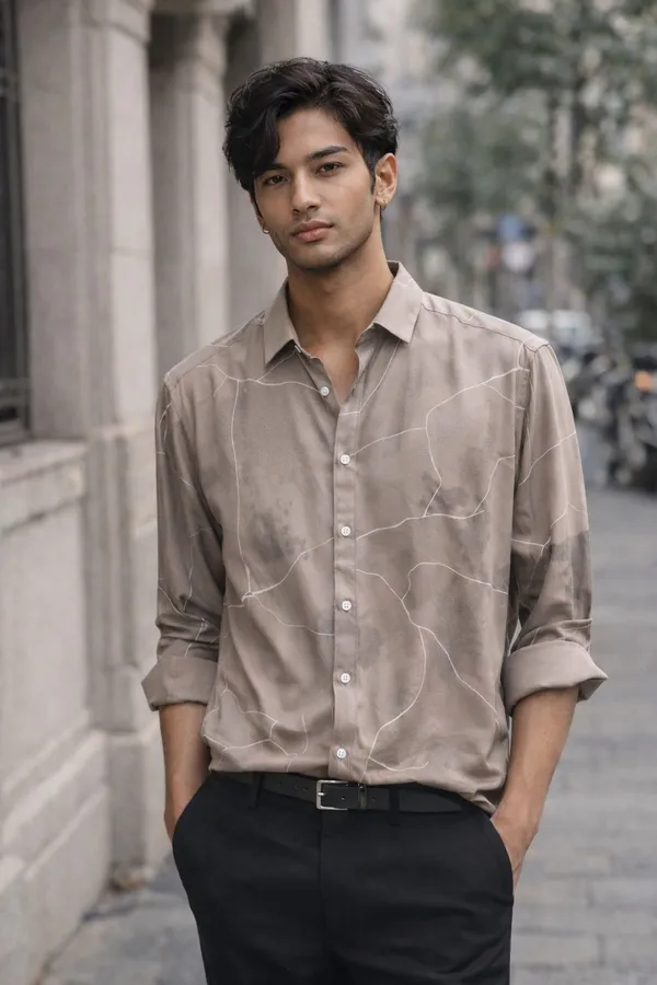 Light_Brown_Pure_Cotton_Abstract_Print_Casual_Shirt_For_Men