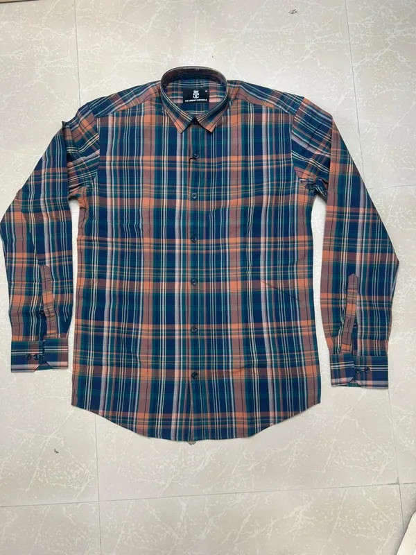 Multicolor_Pure_Cotton_Long_Sleeve_Plaid_Casual_Shirt_For_Men