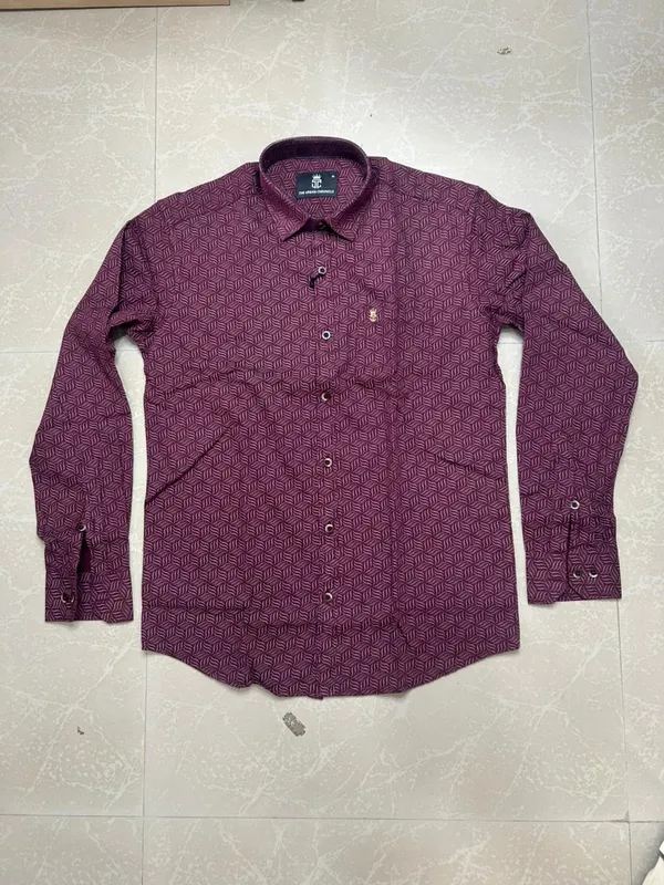 Maroon_Pure_Cotton_Geometric_Printed_Full_Sleeve_Formal_Shirt_For_Men