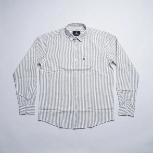 White_Pure_Cotton_Striped_Full_Sleeve_Formal_Shirt_For_Men