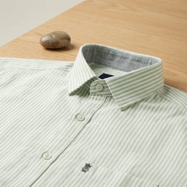 White_Pure_Cotton_Pinstripe_Full_Sleeve_Formal_Shirt_For_Men