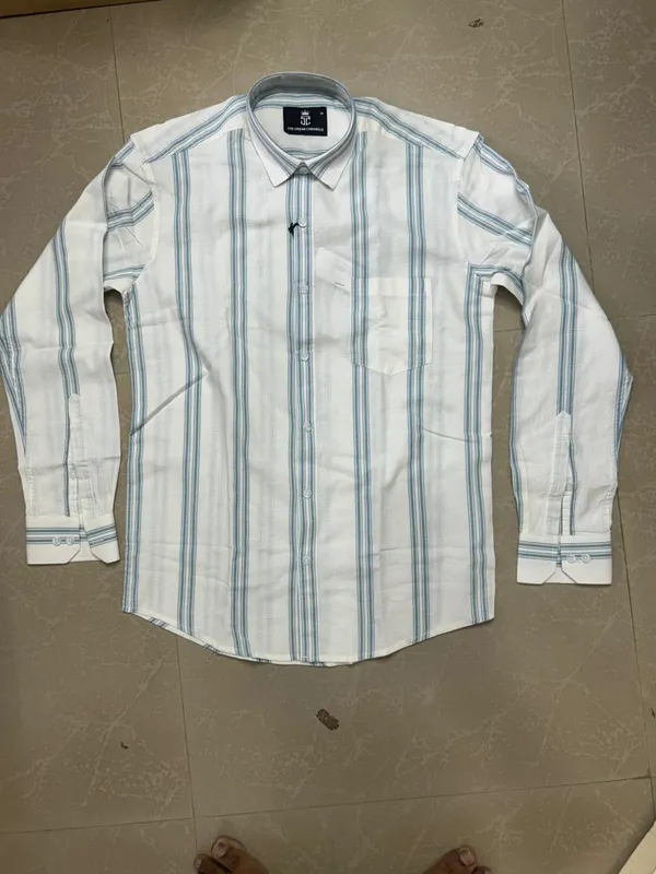 White_Pure_Cotton_Striped_Full_Sleeve_Casual_Shirt_For_Men