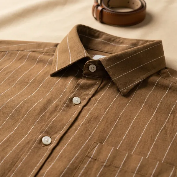 Brown_Pure_Cotton_Striped_Formal_Casual_With_Full_Sleeves_Shirt_For_Men