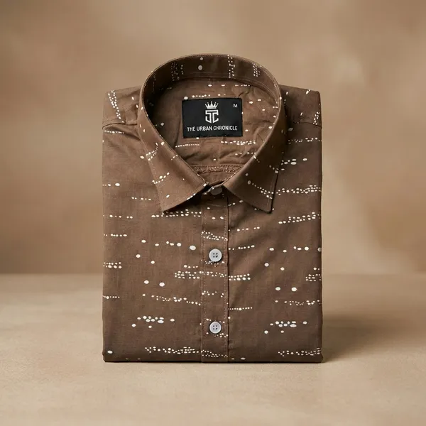 Brown_Pure_Cotton_Dotted_Full_Sleeve_Formal_Shirt_For_Men