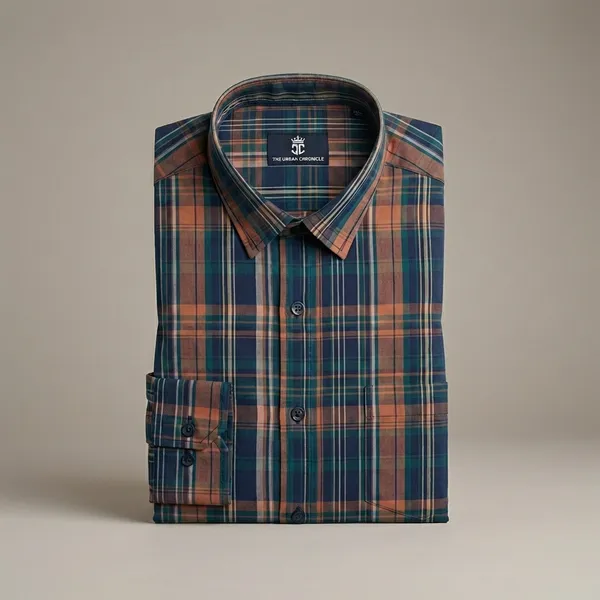 Multicolor_Pure_Cotton_Long_Sleeve_Plaid_Casual_Shirt_For_Men