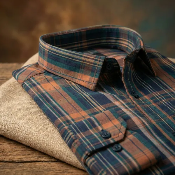 Multicolor_Pure_Cotton_Long_Sleeve_Plaid_Casual_Shirt_For_Men