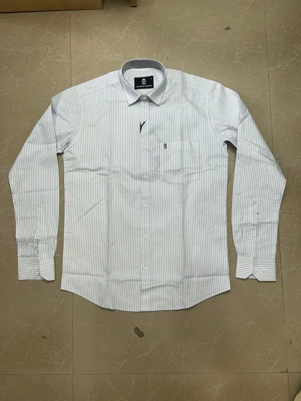 White_Pure_Cotton_Striped_Full_Sleeve_Formal_Shirt_For_Men