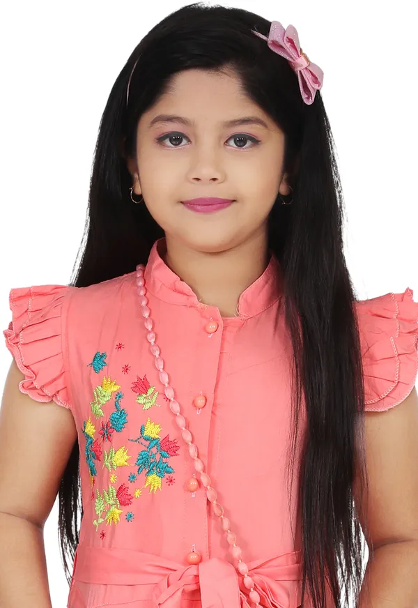 Peach_Rayon_Embroidered_Regular_Jumpsuit_For_Girls