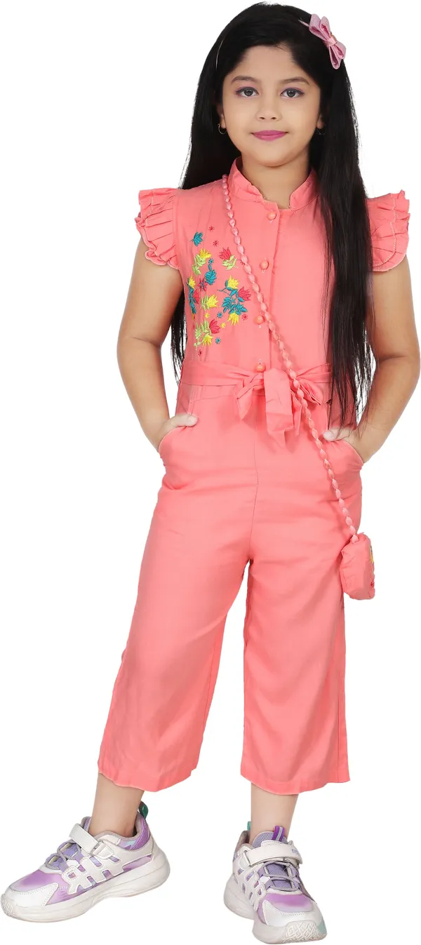 Peach_Rayon_Embroidered_Regular_Jumpsuit_For_Girls