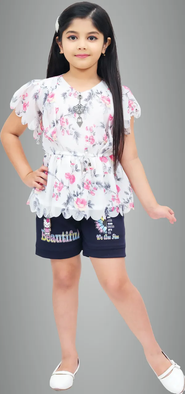 White_Chiffon_Printed_Top_And_Pant_Set_For_Girls