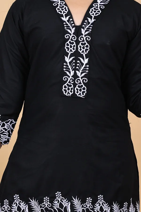 Black_Cotton_Embroidered_Pyjama_For_Girls