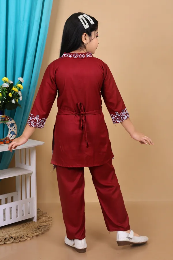 Maroon_Cotton_Embroidered_Pyjama_For_Girls