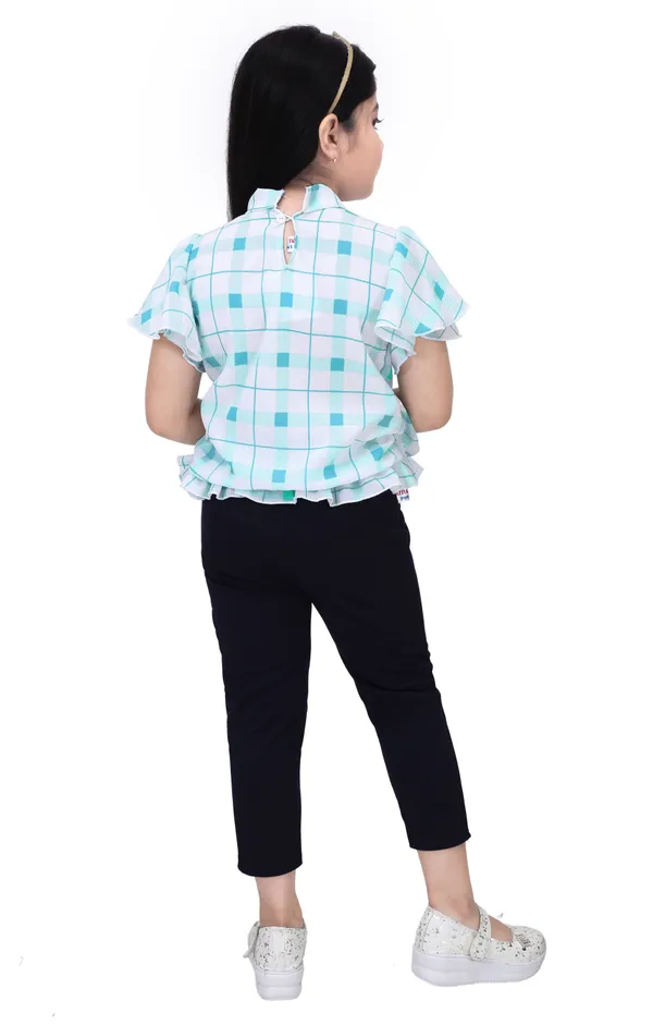 Green_Cotton_Blend_Checkered_Top_For_Girls