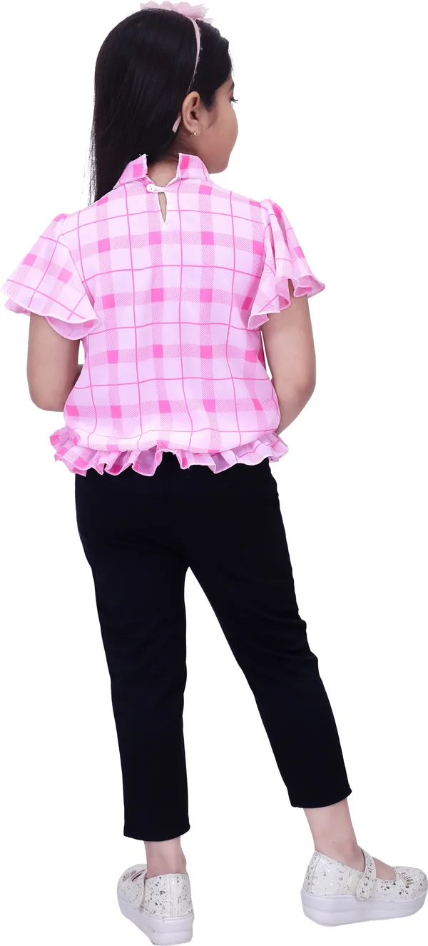 Pink_Cotton_Blend_Checkered_Top_For_Girls