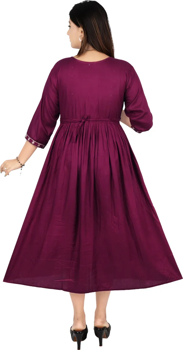 Wine_Cotton_Rayon_Embroidered_Anarkali_Kurta_For_Women