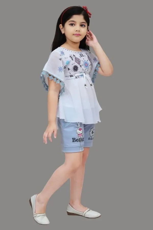 Aqua_Blue_Chiffon_Printed_Top_And_Short_Pant_For_Girls