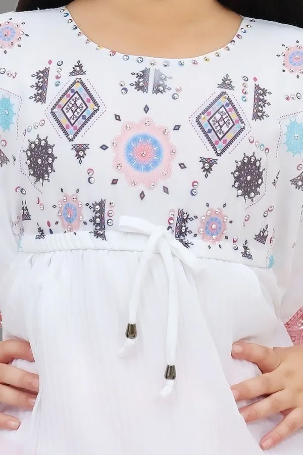Pink_Chiffon_Printed_Top_And_Short_Pant_For_Girls