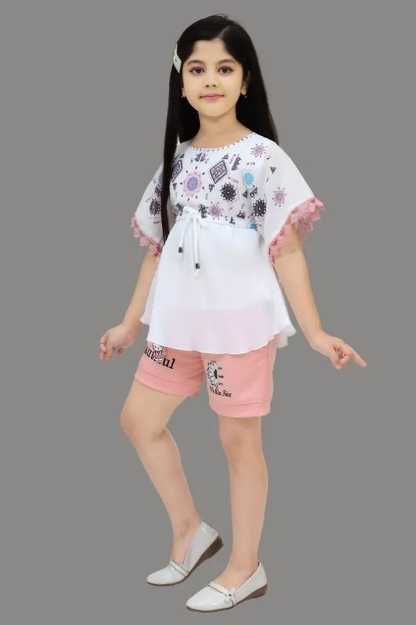 Pink_Chiffon_Printed_Top_And_Short_Pant_For_Girls