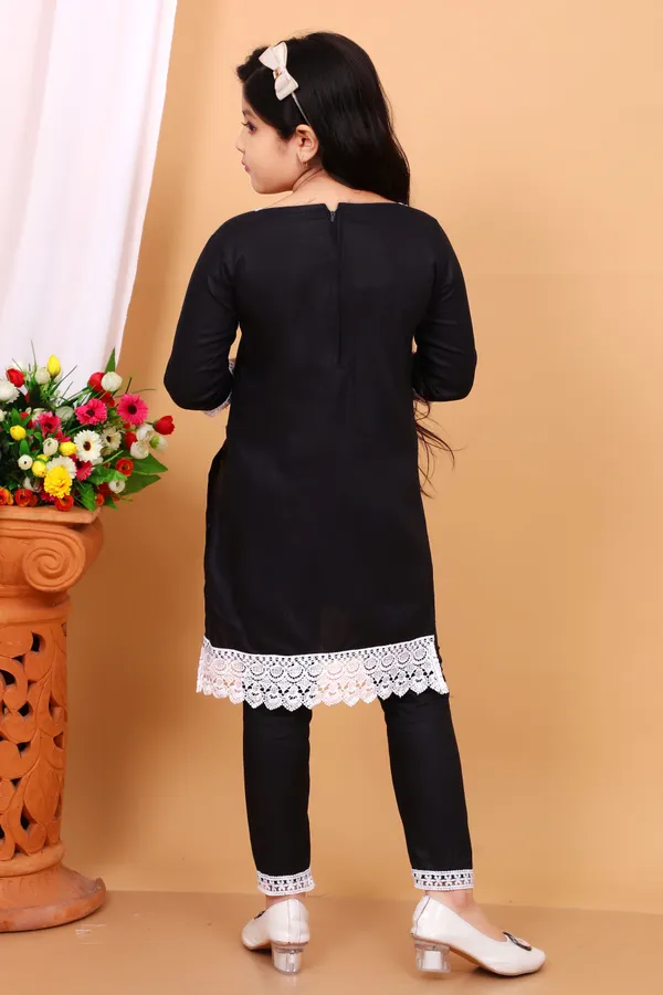 Black_Rayon_Applique_Kurta_And_Churidar_Set_For_Girls
