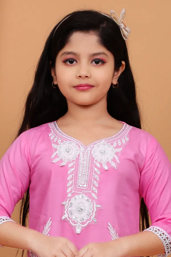 Pink_Rayon_Applique_Kurta_And_Churidar_Set_For_Girls