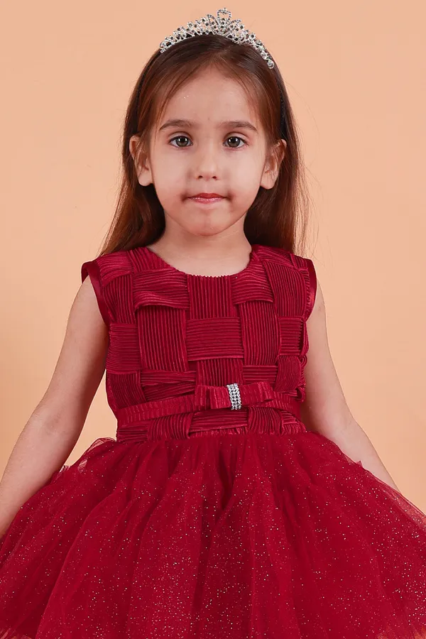 Maroon_Net_Embellished_Fit_And_Flare_Dress_For_Girls