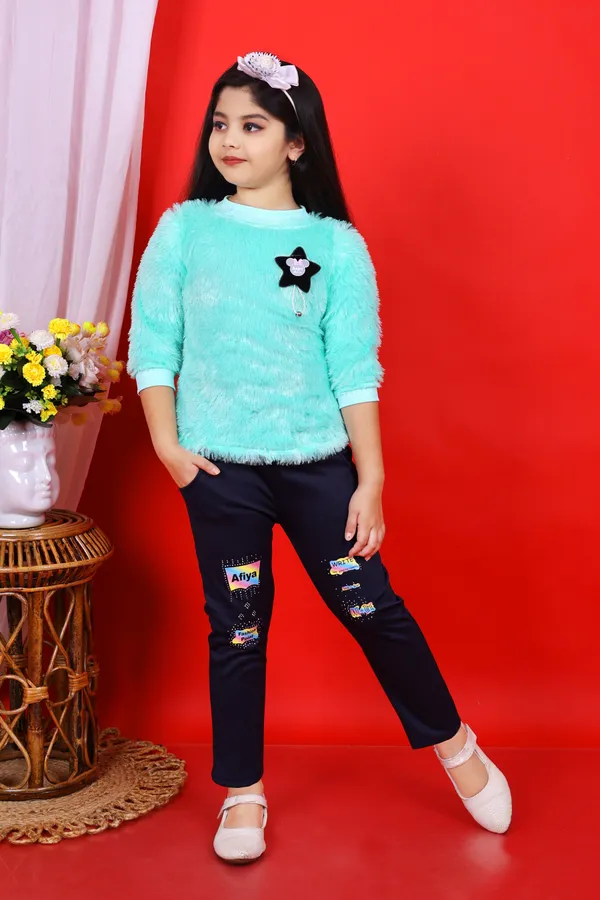 Seagreen_Fur_Self_Design_Pant_For_Girls